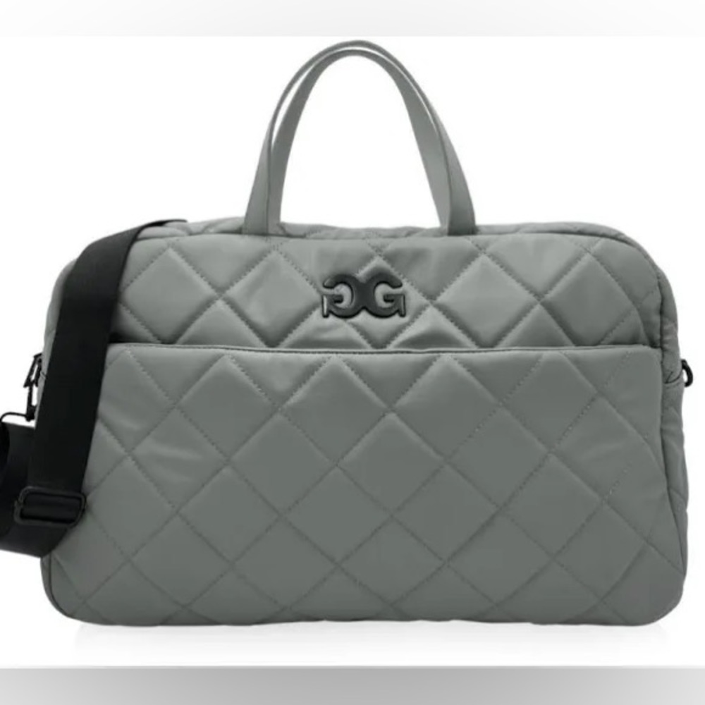 Gilda Paris Large Quilted Crossbody Weekender bag with trolley pocket.